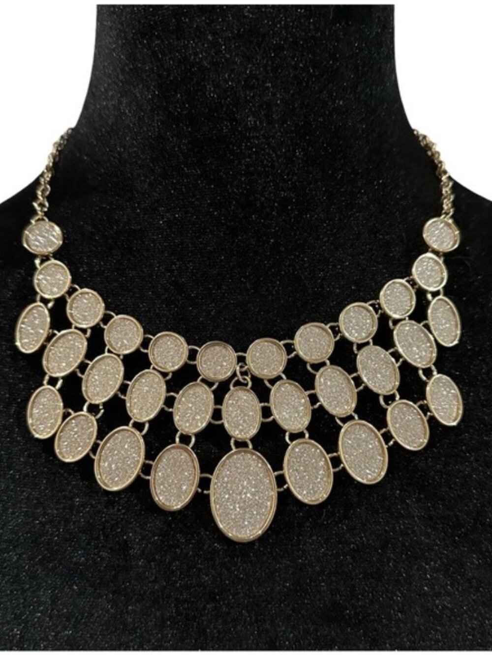 NY New York Sparkling Statement Necklace Oval Drops Casual Special Occasion